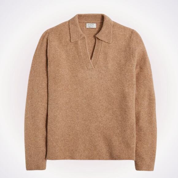 J. Crew Brown Polo Sweater in Extra-Soft Yarn | Sz S - Picture 1 of 8